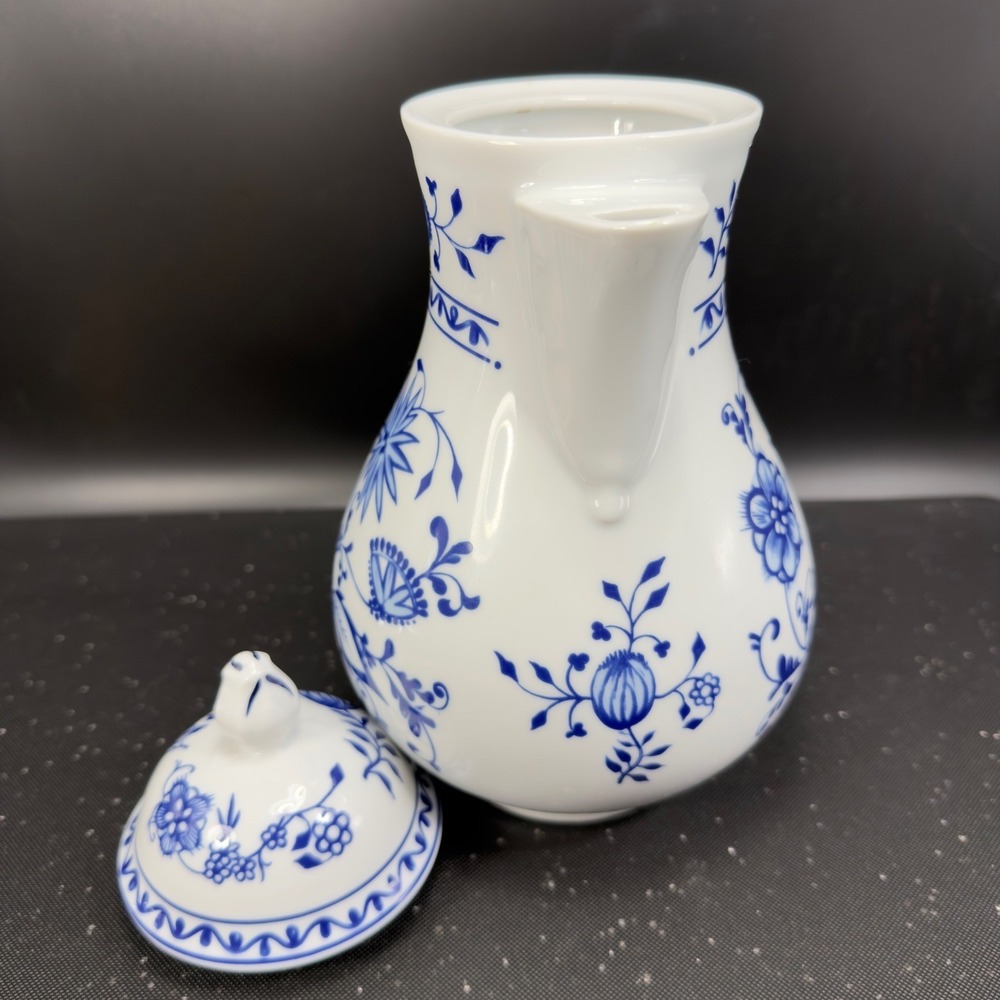 Triptis Porzellan Blue Onion Coffee Pot Zwiebelmuster‎ Germany White Blue Floral - Picture 12 of 14